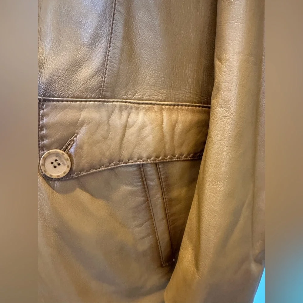 Marcello Sport Buckskin Leather Vintage Sport Jacket detailed Stitching Size XL